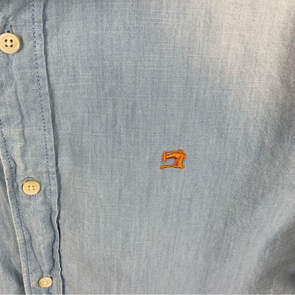Scotch & Soda Denim Shirt Light Wash Button Up Long Sleeve Men's M Cotton Casual - Picture 4 of 9